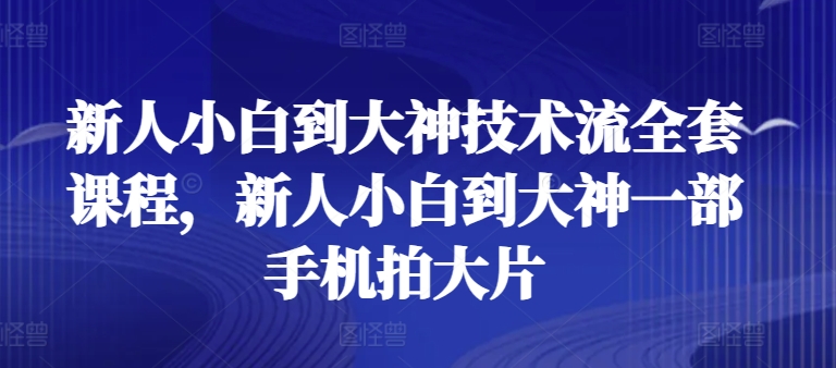 新人小白到大神技术流全套课程，新人小白到大神一部手机拍大片-网创先锋