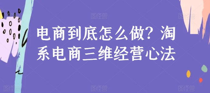电商到底怎么做？淘系电商三维经营心法-网创先锋