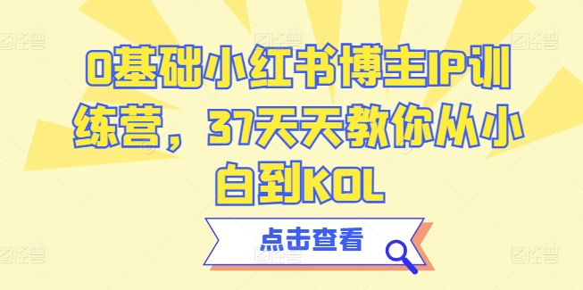 0基础小红书博主IP训练营，37天天教你从小白到KOL-网创先锋