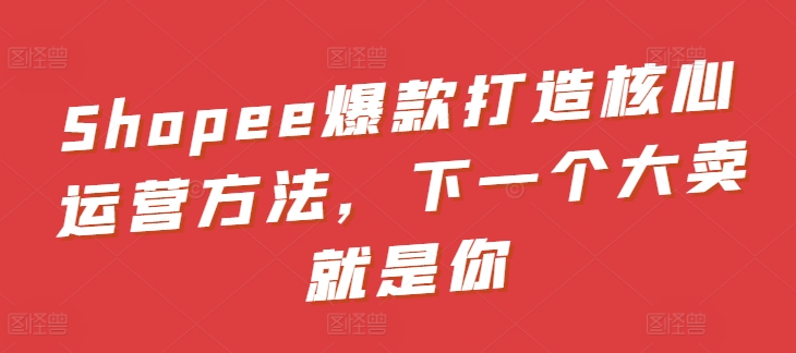 Shopee爆款打造核心运营方法，下一个大卖就是你-网创先锋