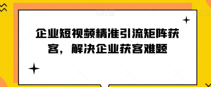 企业短视频精准引流矩阵获客，解决企业获客难题-网创先锋