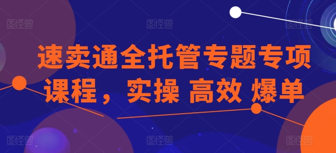 速卖通全托管专题专项课程，实操 高效 爆单-网创先锋