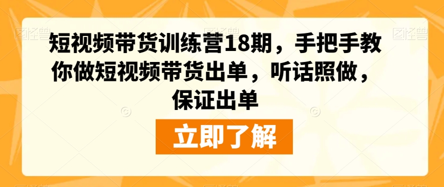短视频带货训练营18期，手把手教你做短视频带货出单，听话照做，保证出单-网创先锋