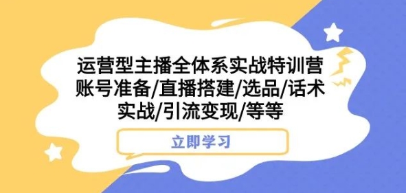 运营型主播全体系实战特训营，账号准备/直播搭建/选品/话术实战/引流变现/等等-网创先锋