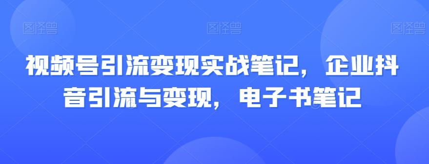视频号引流变现实战笔记，企业抖音引流与变现，电子书笔记-网创先锋