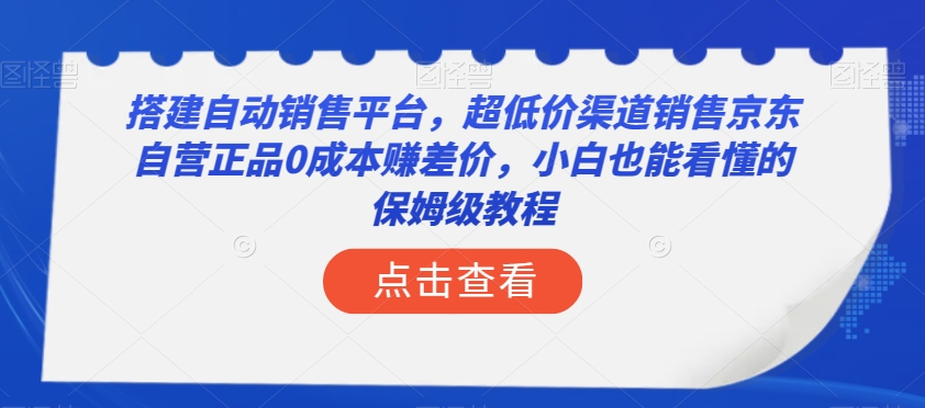 搭建自动销售平台，超低价渠道销售京东自营正品0成本赚差价，小白也能看懂的保姆级教程【揭秘】-网创先锋