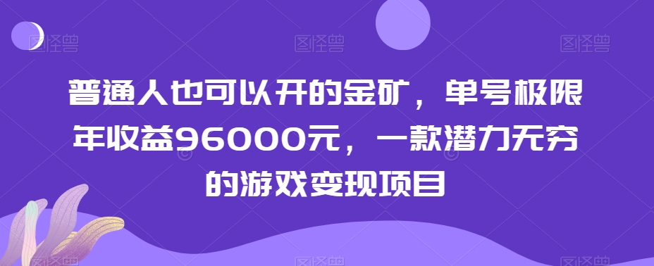 普通人也可以开的金矿，单号极限年收益96000元，一款潜力无穷的游戏变现项目【揭秘】-网创先锋