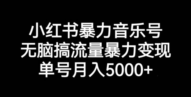 小红书暴力音乐号，无脑搞流量暴力变现，单号月入5000+-网创先锋
