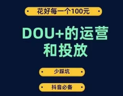 DOU+的运营和投放，花1条DOU+的钱，成为DOU+的投放高手，少走弯路不采坑-网创先锋