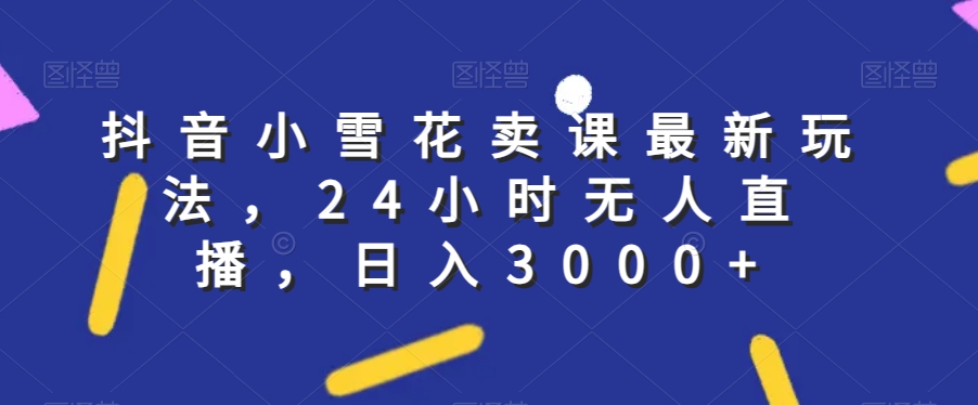 抖音小雪花卖课最新玩法，24小时无人直播，日入3000+【揭秘】-网创先锋