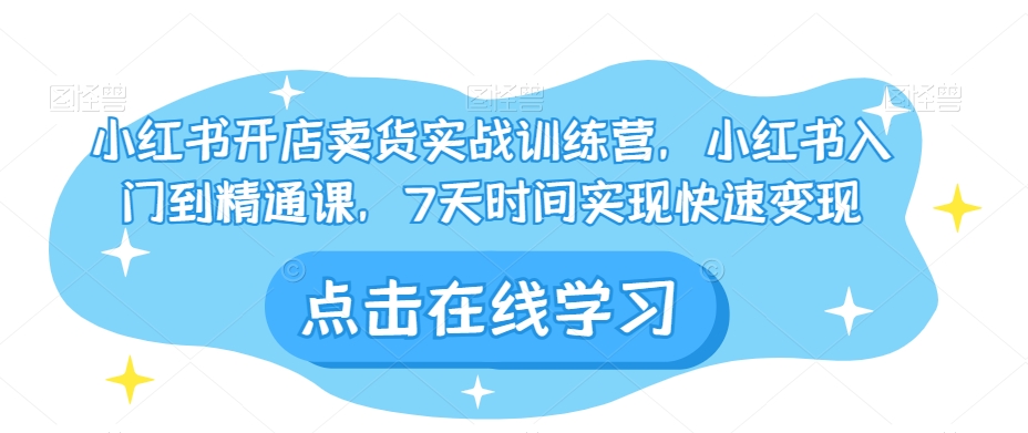 小红书开店卖货实战训练营，小红书入门到精通课，7天时间实现快速变现-网创先锋