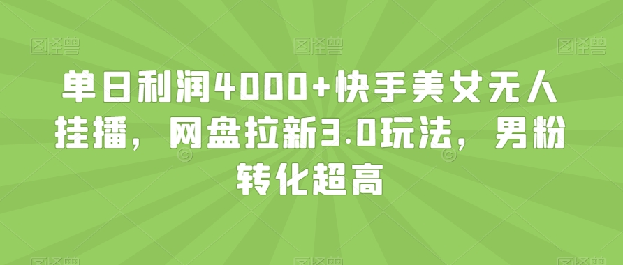 单日利润4000+快手美女无人挂播，网盘拉新3.0玩法，男粉转化超高【揭秘】-网创先锋