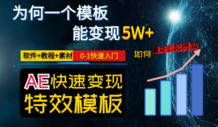 AE视频特效模板变现月入3-5W，0-1快速入门，软件+教程+素材-网创先锋