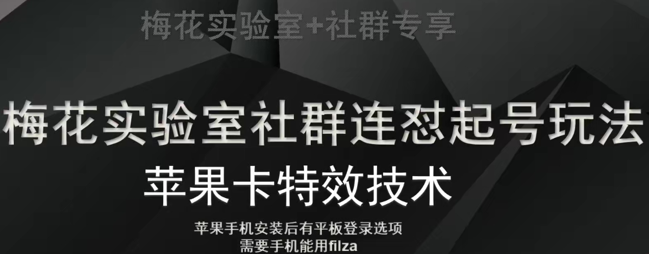 梅花实验室社群视频号连怼起号玩法，最新苹果卡特效技术-网创先锋