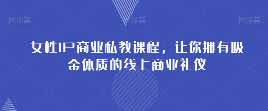 女性IP商业私教课程，让你拥有吸金体质的线上商业礼仪-网创先锋