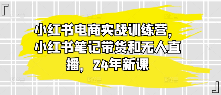小红书电商实战训练营，小红书笔记带货和无人直播，24年新课-网创先锋