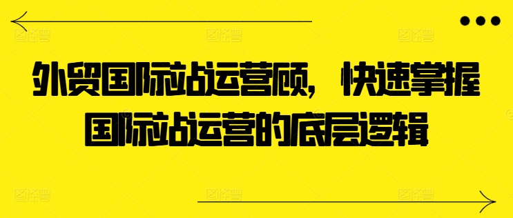外贸国际站运营顾问，快速掌握国际站运营的底层逻辑-网创先锋