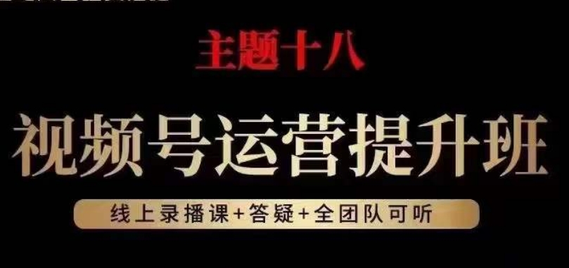 视频号运营提升班，从底层逻辑讲，2023年最佳流量红利！-网创先锋