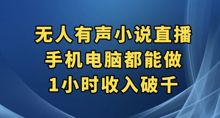 抖音无人有声小说直播，手机电脑都能做，1小时收入破千【揭秘】-网创先锋
