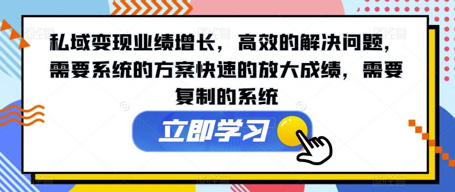 私域变现业绩增长，高效的解决问题，需要系统的方案快速的放大成绩，需要复制的系统-网创先锋