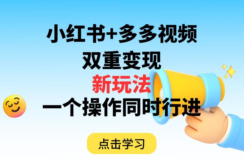 多多视频+小红书，双重变现新玩法，可同时进行【揭秘】-网创先锋