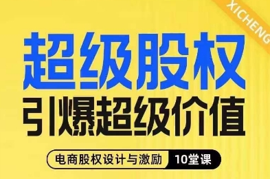 超级股权引爆超级价值，电商股权设计与激励10堂线上课-网创先锋