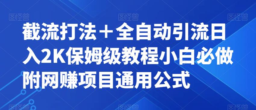 截流打法＋全自动引流日入2K保姆级教程小白必做，附项目通用公式【揭秘】-网创先锋