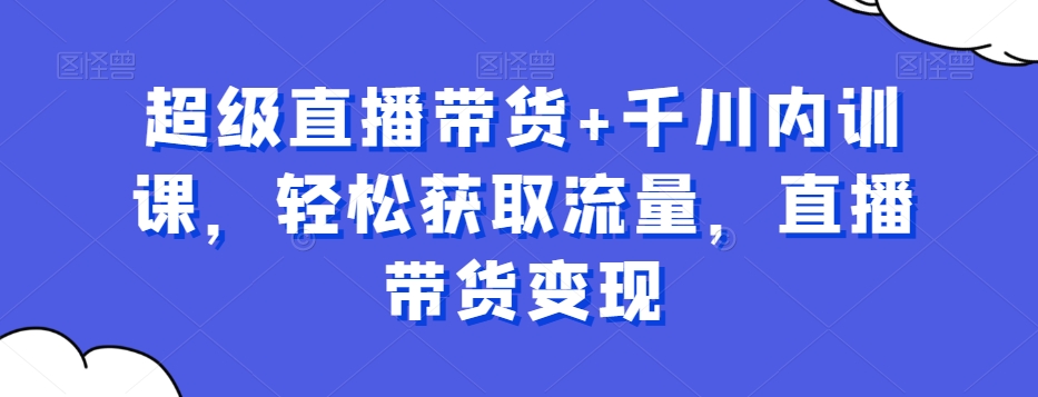 超级直播带货+千川内训课，轻松获取流量，直播带货变现-网创先锋