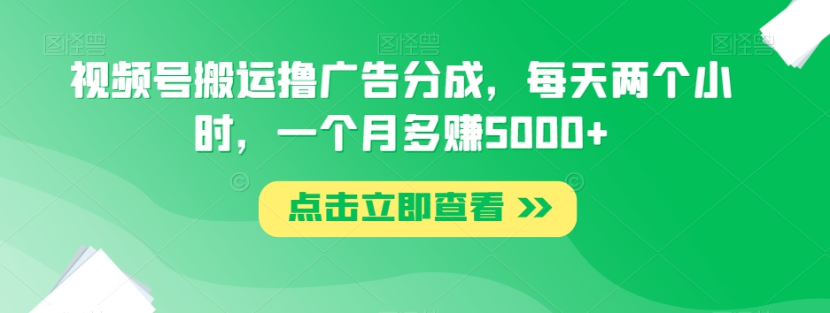 视频号搬运撸广告分成，每天两个小时，一个月多赚5000+-网创先锋