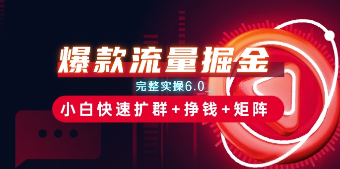 爆款流量掘金_完整实操6.0_小白快速扩群+挣钱+矩阵思路【揭秘】-网创先锋