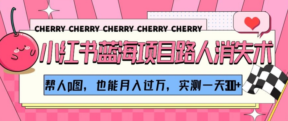 小红书蓝海项目路人消失术，帮人p图，也能月入过万，实测一天300+【揭秘】-网创先锋