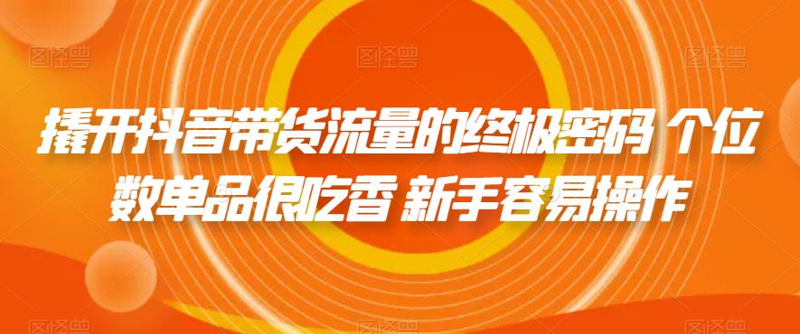 撬开抖音带货流量的终极密码 个位数单品很吃香 新手容易操作-网创先锋