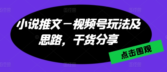 小说推文—视频号玩法及思路，干货分享-网创先锋