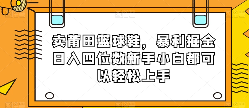 卖莆田篮球鞋，暴利掘金日入四位数新手小白都可以轻松上手【揭秘】-网创先锋