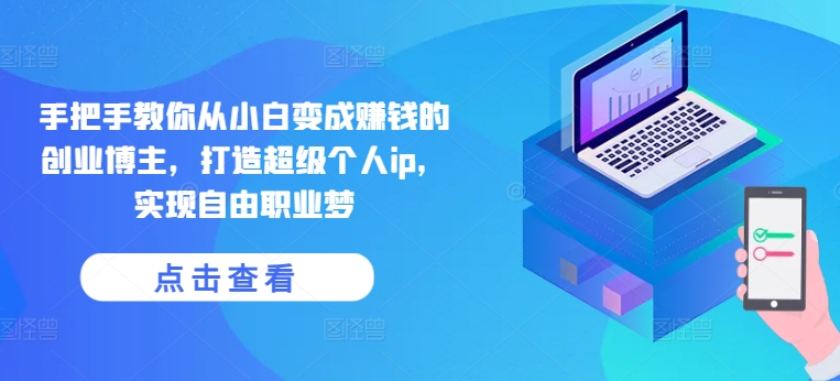 手把手教你从小白变成赚钱的创业博主，打造超级个人ip，实现自由职业梦-网创先锋