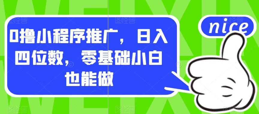 0撸小程序推广，日入四位数，零基础小白也能做【揭秘】-网创先锋
