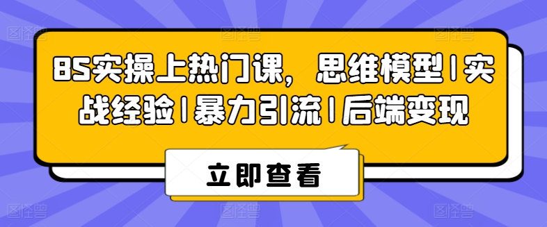 8S实操上热门课，思维模型|实战经验|暴力引流|后端变现-网创先锋