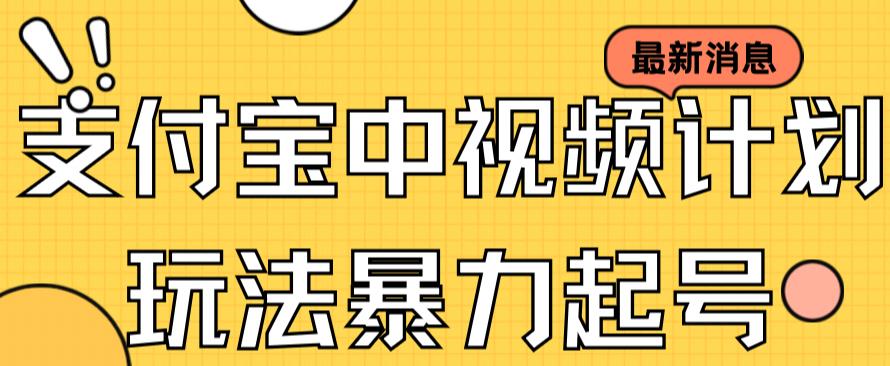 支付宝中视频玩法暴力起号影视起号有播放即可获得收益（带素材）-网创先锋