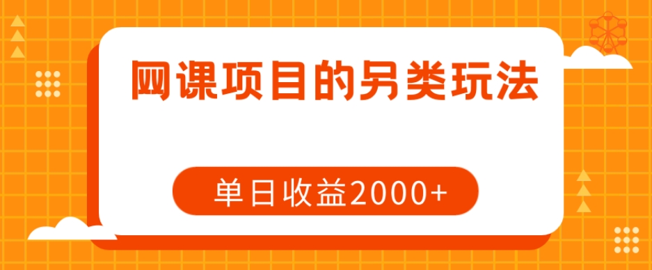 网课项目的另类玩法，单日收益2000+【揭秘】-网创先锋