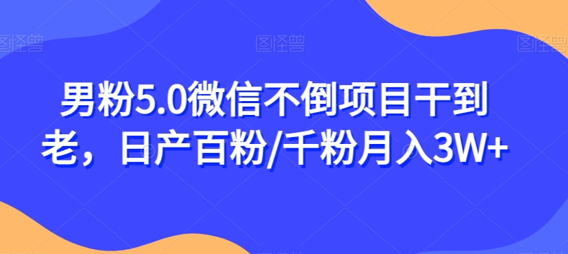 男粉5.0微信不倒项目干到老，日产百粉/千粉月入3W+【揭秘】-网创先锋