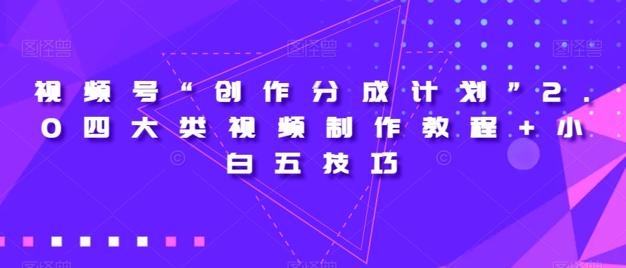 视频号“创作分成计划”2.0四大类视频制作教程+小白五技巧【揭秘】-网创先锋