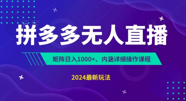 拼多多无人直播不封号，0投入，3天必起，无脑挂机，日入1k+【揭秘】-网创先锋
