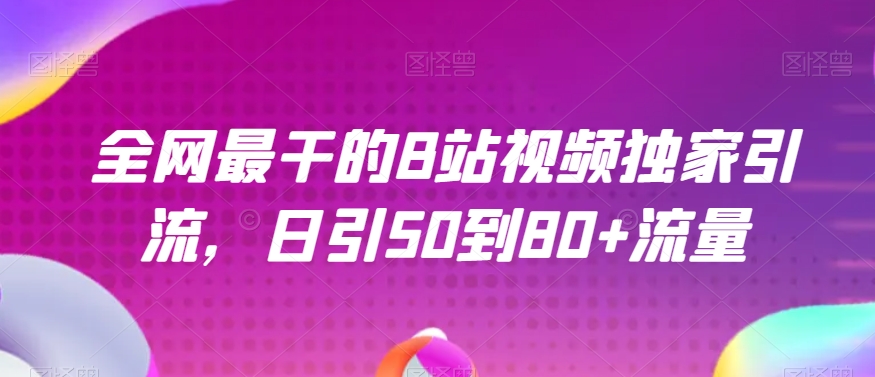 全网最干的B站视频独家引流，日引50到80+流量【揭秘】-网创先锋