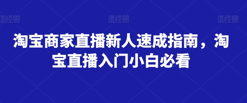 淘宝商家直播新人速成指南，淘宝直播入门小白必看-网创先锋