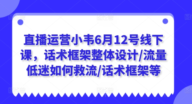 直播运营小韦6月12号线下课，话术框架整体设计/流量低迷如何救流/话术框架等-网创先锋