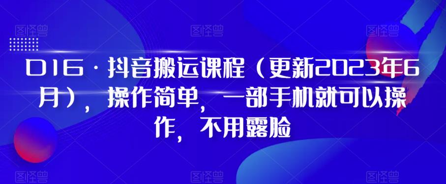D1G·抖音搬运课程（更新2023年9月），操作简单，一部手机就可以操作，不用露脸-网创先锋