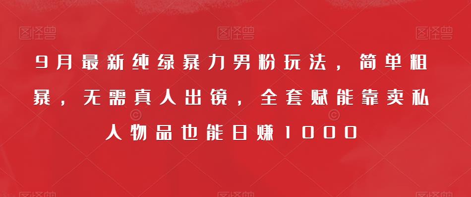 9月最新纯绿暴力男粉玩法，简单粗暴，无需真人出镜，全套赋能靠卖私人物品也能日赚1000-网创先锋