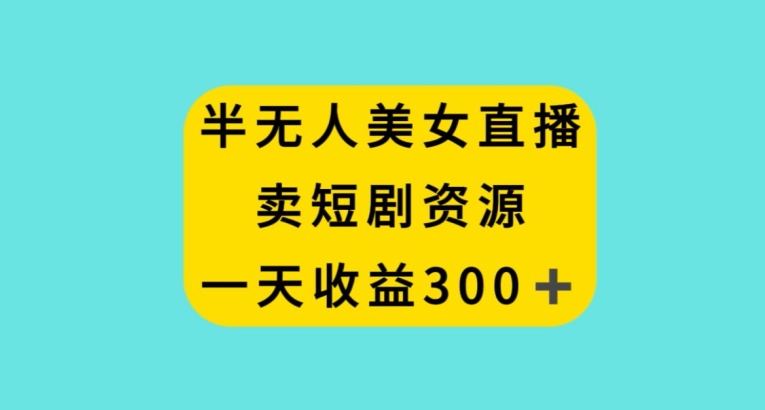 半无人美女直播，卖短剧资源，一天收益300+【揭秘】-网创先锋