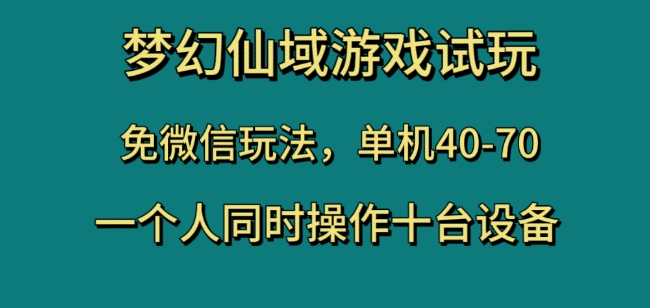 梦幻仙域游戏试玩，免微信玩法，单机40-70，一个人同时操作十台设备【揭秘】-网创先锋