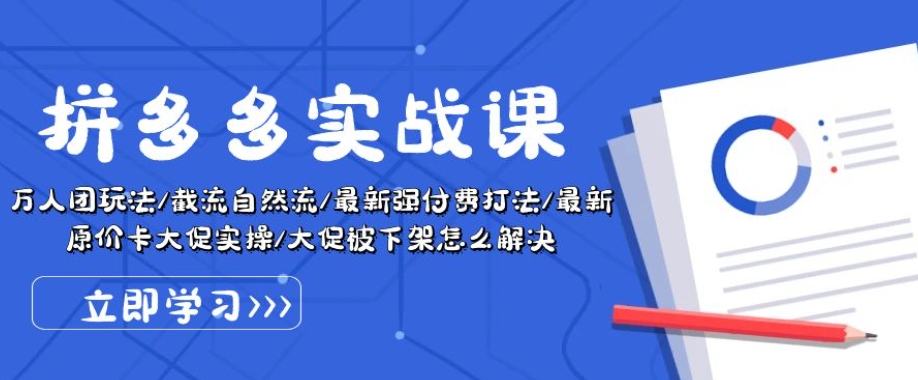 拼多多实战课：万人团玩法/截流自然流/最新强付费打法/最新原价卡大促..-网创先锋